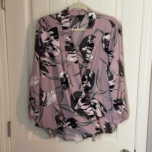 EUC XL 3/4 Sleeve Faux Wrap Ann Taylor Factory Blouse in Gorgeous Print